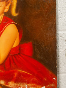 Little Girl in Red Dress Oil Painting