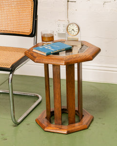 70’s Oak Hexagon End Table