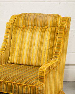 Yellow Vintage Striped Lounge Chair