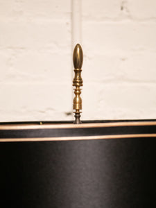 Brass Spindle Lamp with Black Shade