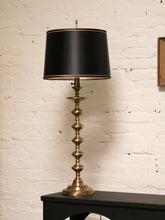 Load image into Gallery viewer, Brass Spindle Lamp with Black Shade
