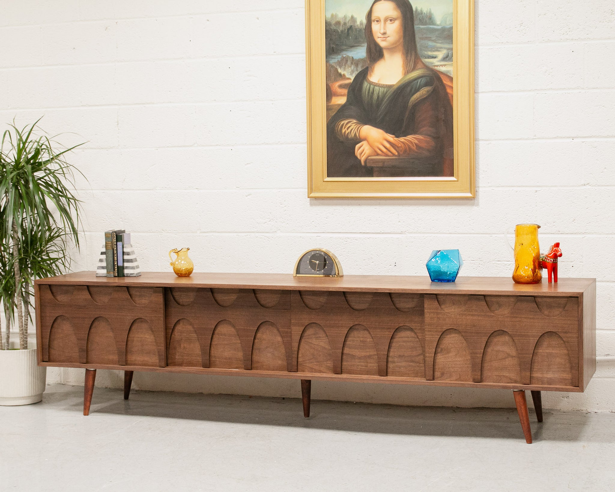 Order now! This handmade piece currently has an eta of 8 weeks from  purchase date Scandinavian Walnut Credenza by Sunbeam Vintage 72”W x 18”D x  26.5”H, Cubby Space 22”W x 15”H *H