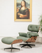 Load image into Gallery viewer, Green Leather Iconic Chair and Ottoman
