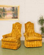 Load image into Gallery viewer, Vintage Yellow Striped Lounge Chair
