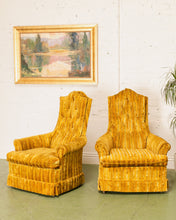 Load image into Gallery viewer, Vintage Yellow Striped Lounge Chair
