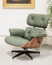 Load image into Gallery viewer, Green Leather Iconic Chair and Ottoman
