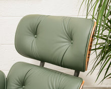 Load image into Gallery viewer, Green Leather Iconic Chair and Ottoman
