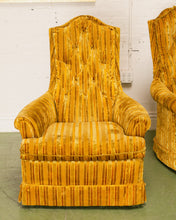 Load image into Gallery viewer, Vintage Yellow Striped Lounge Chair
