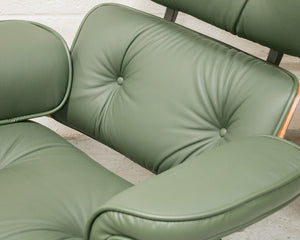 Green Leather Iconic Chair and Ottoman