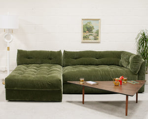 Prima Chaise and Bumper Olive Green Sofa