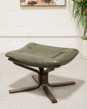 Load image into Gallery viewer, Green Leather Danish Ottoman
