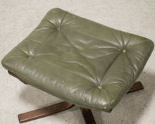 Load image into Gallery viewer, Green Leather Danish Ottoman
