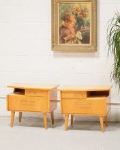 Load image into Gallery viewer, Vintage Oak Nightstands pair
