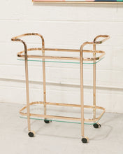 Load image into Gallery viewer, Wednesday brass and glass bar cart
