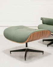 Load image into Gallery viewer, Green Leather Iconic Chair and Ottoman
