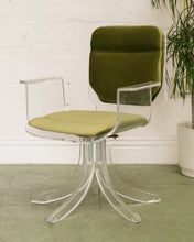 Load image into Gallery viewer, Olive Green Acrylic Swivel Chair
