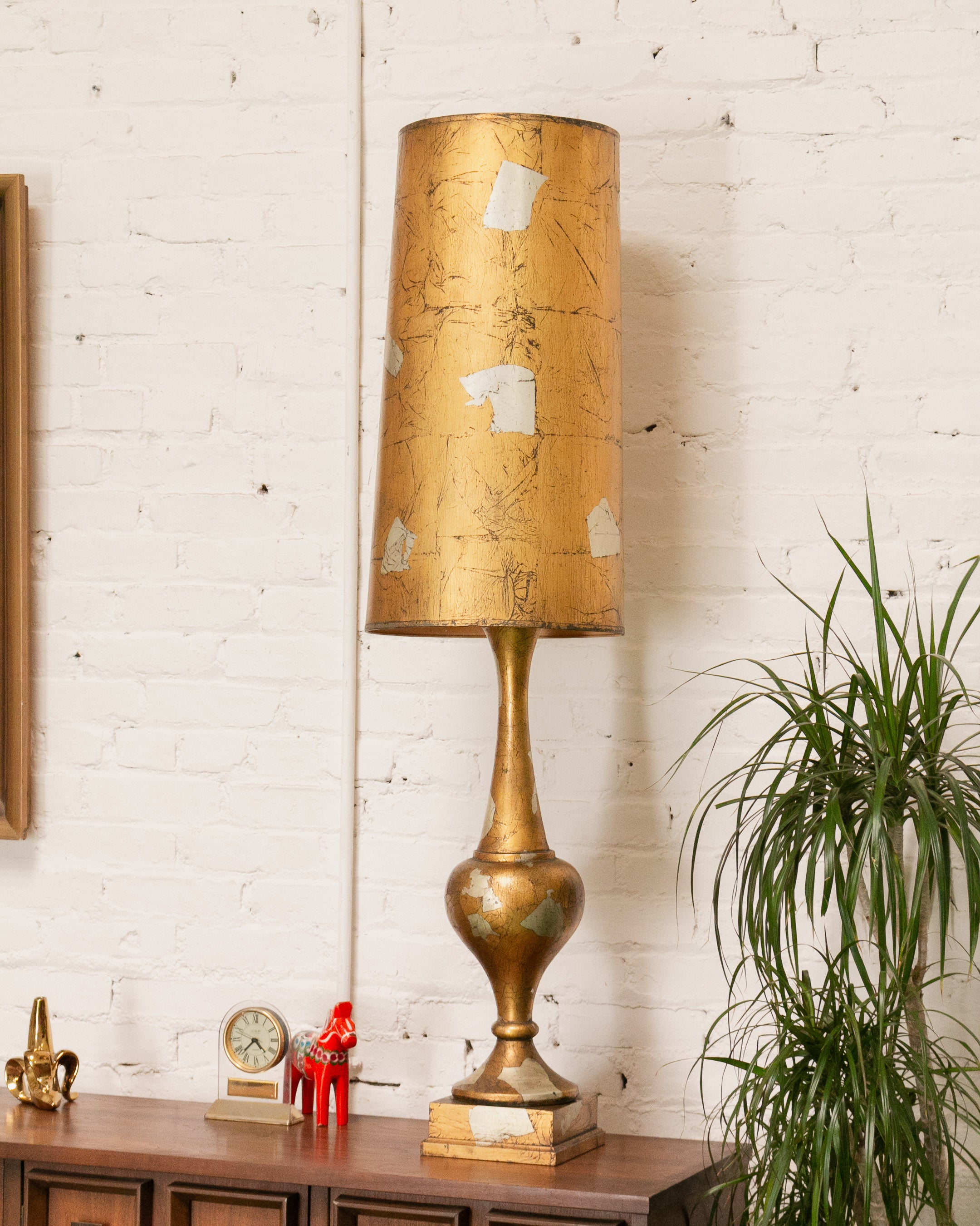 1960 s Gold Leaf Vintage Table Lamp