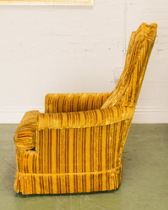 Vintage Yellow Striped Lounge Chair