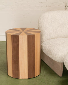 Round Two Toned Wood Side Table