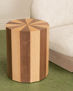 Round Two Toned Wood Side Table