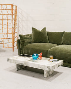 Faux Marble Coffee Table with Planter