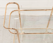 Load image into Gallery viewer, Wednesday brass and glass bar cart
