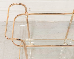 Wednesday brass and glass bar cart