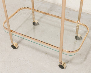 Wednesday brass and glass bar cart