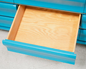 Vintage Peacock Blue 9 Drawer Dresser