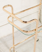 Load image into Gallery viewer, Wednesday brass and glass bar cart
