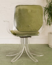 Load image into Gallery viewer, Olive Green Acrylic Swivel Chair
