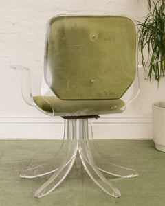 Olive Green Acrylic Swivel Chair