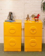 Load image into Gallery viewer, 1970s Akro-Mils Yellow Plastic File Cabinets
