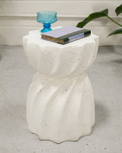Twisted Speckled Terrazzo Fiberglass Side Table/End Table