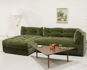 Prima Chaise and Bumper Olive Green Sofa