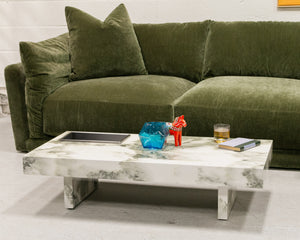 Faux Marble Coffee Table with Planter