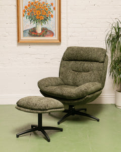 Chaz Olive Green Chair with Ottoman