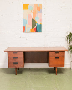 Walnut Restored Executive Mid Century Desk