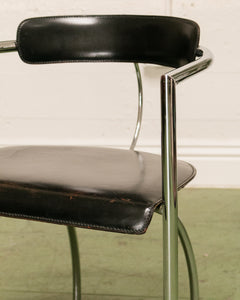 Vintage Italian Chrome & Leather Lounge by Fasem Chair