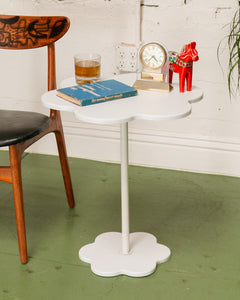 White Flower Side Table