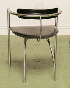 Vintage Italian Chrome & Leather Lounge by Fasem Chair