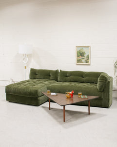 Prima Chaise and Bumper Olive Green Sofa