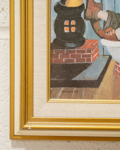 Red Skelton Freddie In The Tub Canvas Transfer From Original Oil Print Framed