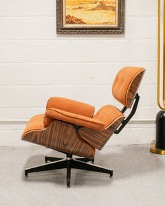 Tangerine Tweed Chair and Ottoman