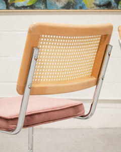 Dusty Rose Rattan and Chrome Chair