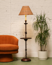 Load image into Gallery viewer, 1940’s Mahogany Floor Lamp with Wicker Shade
