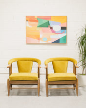 Load image into Gallery viewer, Vintage Pair of Horn Arm Chairs Reupholstered
