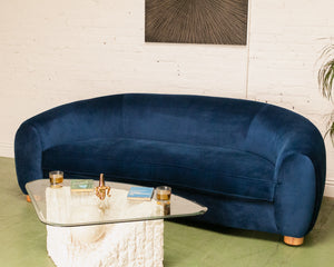 Electric Blue Curved Back Sofa