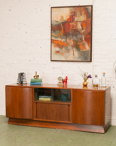 Mcm Walnut Sideboard with Opening