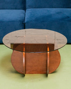 Amber Glass Round Coffee Table